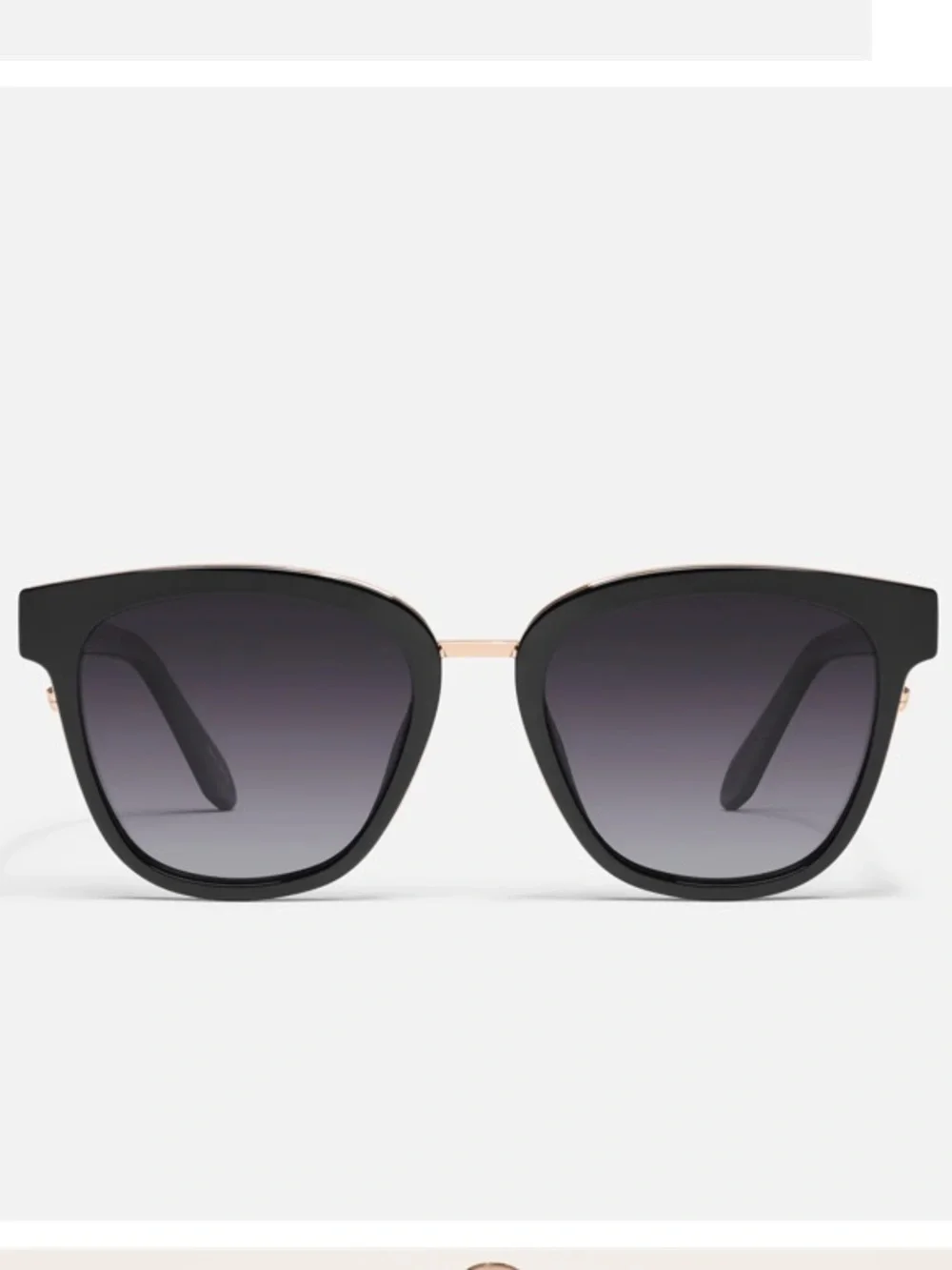 QUAY AUSTRALIA Act Natural Black Gold Polarized Square Sunglasses and Case--NEW